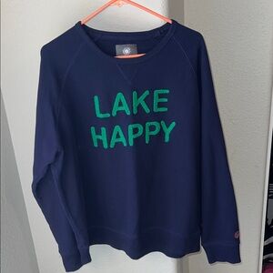 Lake Happy Navy Blue/Green Sweatshirt Women’s Size XXL